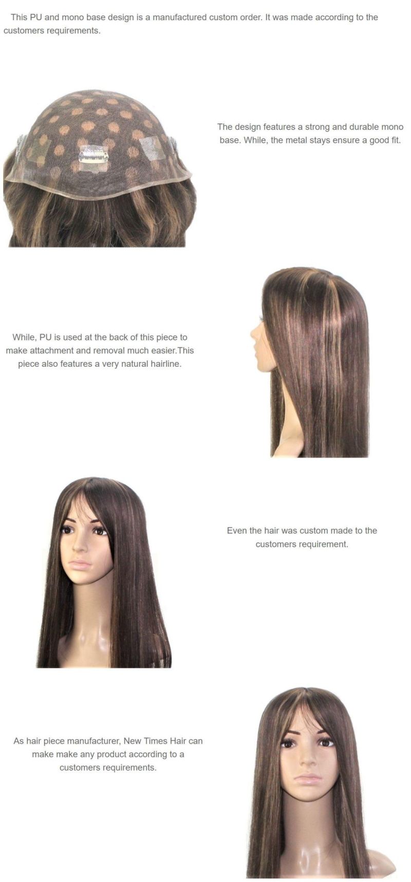 French Lace Poly Sides High Quality Customized Women Human Hair Wig
