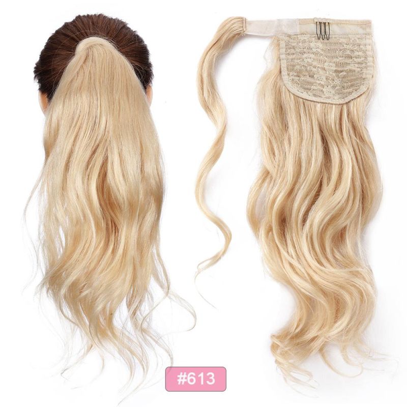Ponytail Human Hair Wrap Around Machine Remy Hair Extensions
