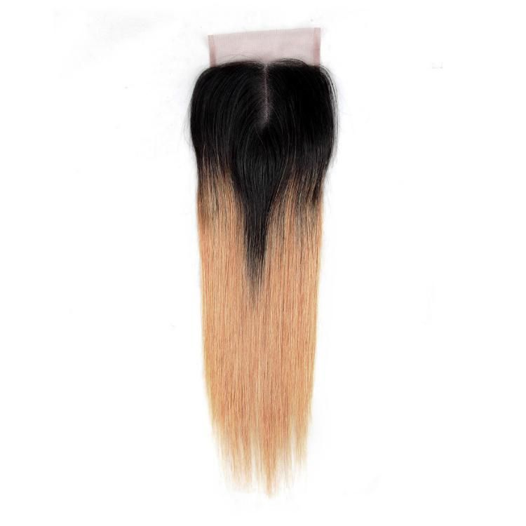 Wholesale 4X4 Lace Frontal Closure Silky Straight Human Hair #1b/27