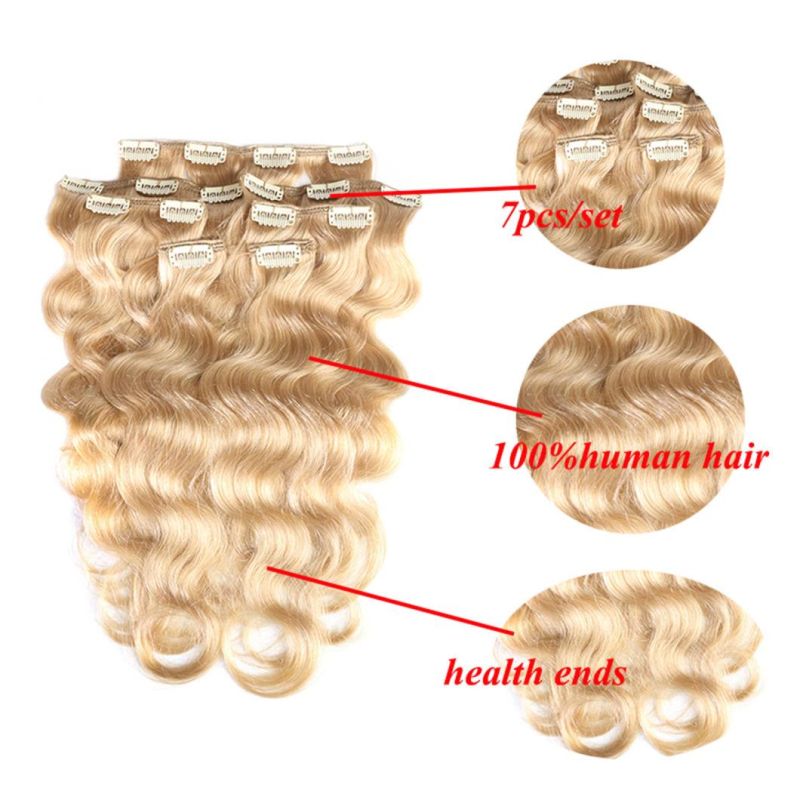 Body Wave Clip in Brazilian Human Hair Extensions Clip in Head Brazilian Machine Made Remy Hair #27