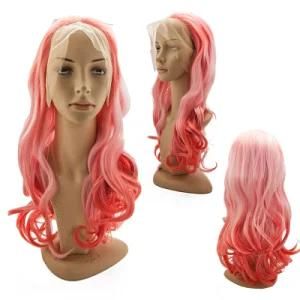 New Arrival Dark Pink Color Fashion High Quality Synthetic Long Lace Front Wig