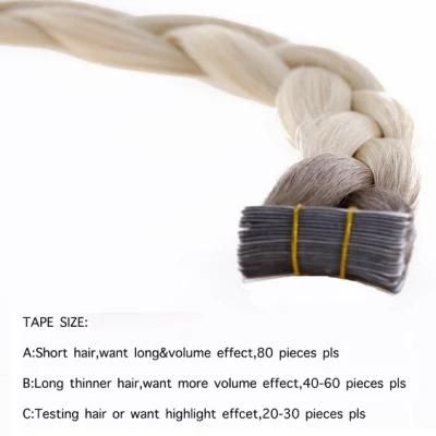 Tape Remy Human Hair for Woman Extensions Straight Double Drawn Skin Weft 16&prime;&prime; 20&prime;&prime; 24&prime;&prime;