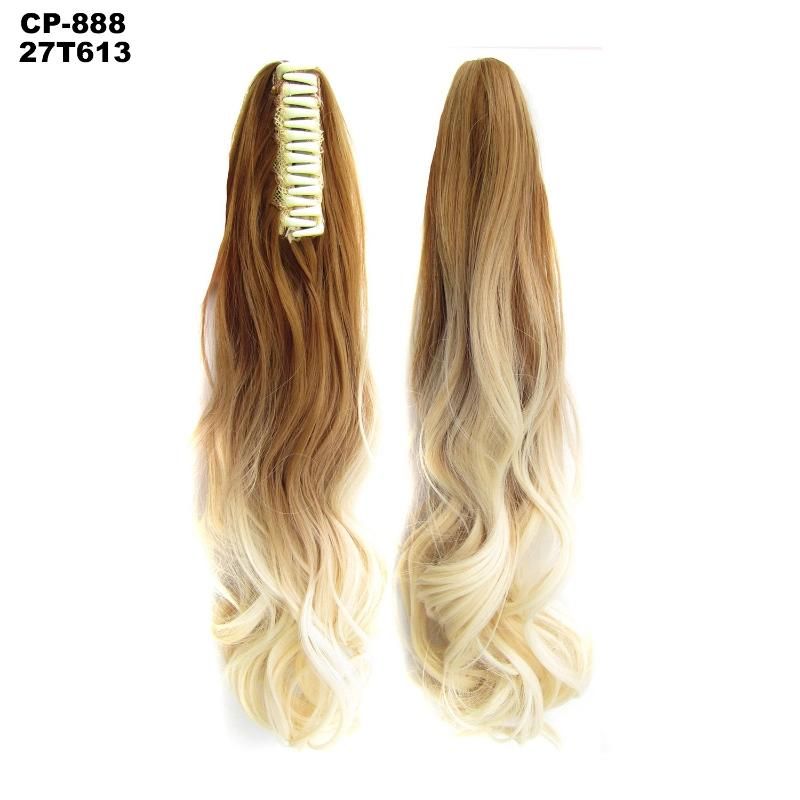 Natural Wavy Synthetic Clip in Hairpiece Two Tone Color Hair Extension Ponytail