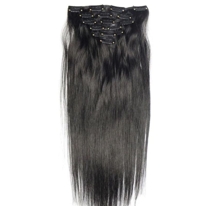 16" -24" Machine Made Remy Hair 7PCS Set Clips in 100% Brazilian Human Hair Clip-in Extensions Full Head Straight Natural