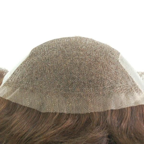 Fine Welded Mono with Skin Back Sides Durable Men′s Toupee Human Hair
