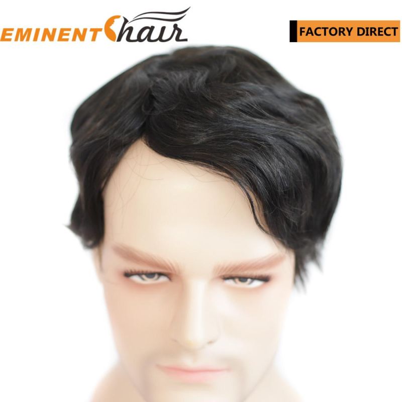 Natural Effect Lace Front Human Hair Men′s Toupee