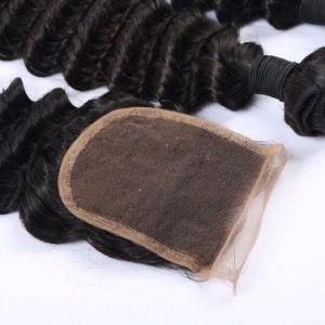 4*4 Silk Base Lace Closure Brazilian Human Remy Hair Natural Deep Waves on Sales