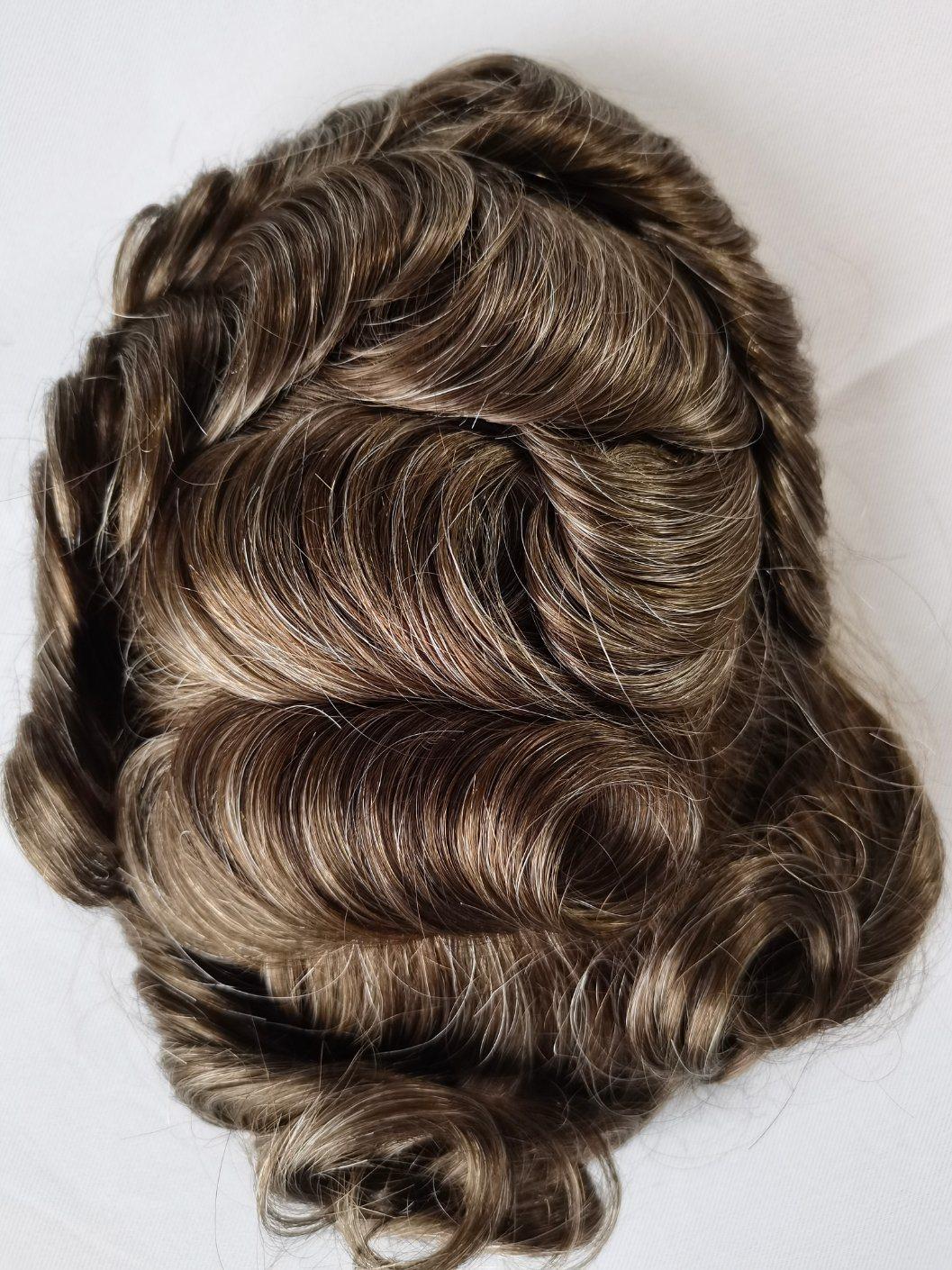 2022 Popular Design Fine Mono Base Human Hair Toupee with Folded Lace Front Baby Hair Underventing