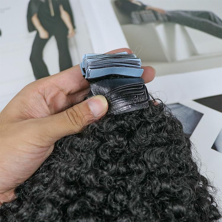 100% Raw Indian Hair Jerry Curly Tape in Hair Extension