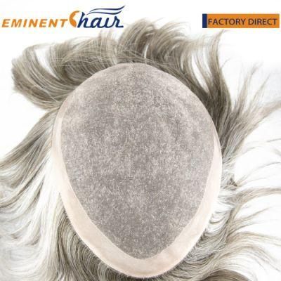 Fine Mono with Poly Perimeter Human Toupee Hairpiece for Men