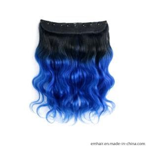 Popular Tangle Free 100% Natural Brazilian Human Hair 1b/Blue Body Wave Clip in Hair Extension