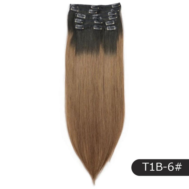 12-24 Clip in Human Hair 8PCS/Set Remy Clip in Extensions Full Head Brazilian Human Hair Multi Color Clip in 22 Inches