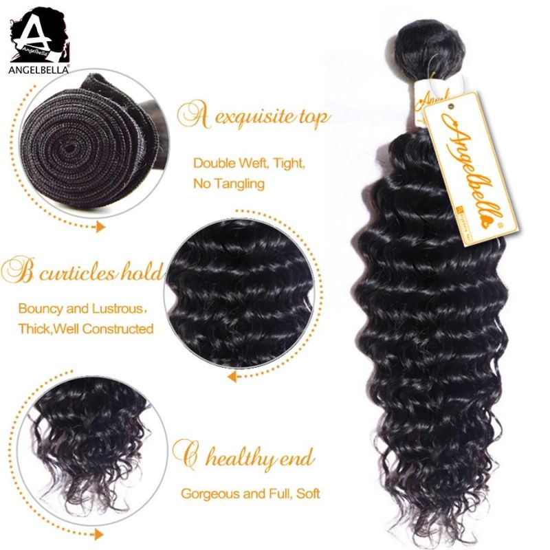 Angelbella Natural Black Hair Weaving Raw Indian Human Hair Weft