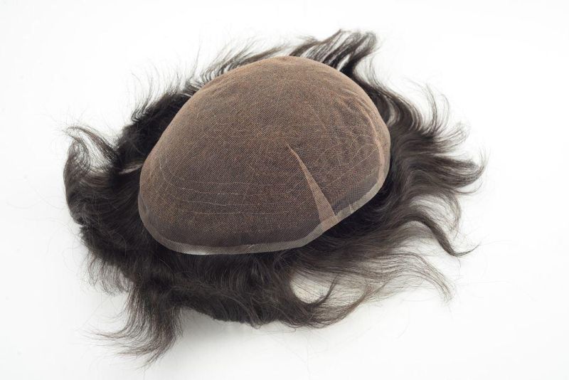 Full Lace Toupee with Clip Virgin Human Hair Swiss Lace