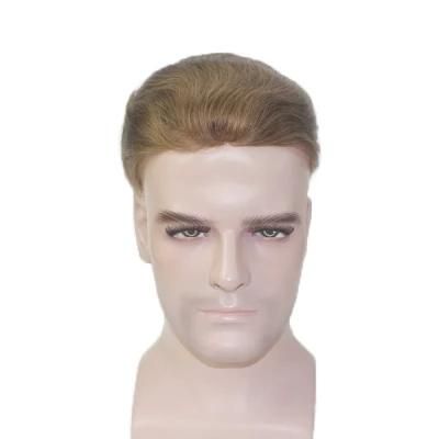 French Lace with Ribbon Around High Quality Human Hair Male Toupee