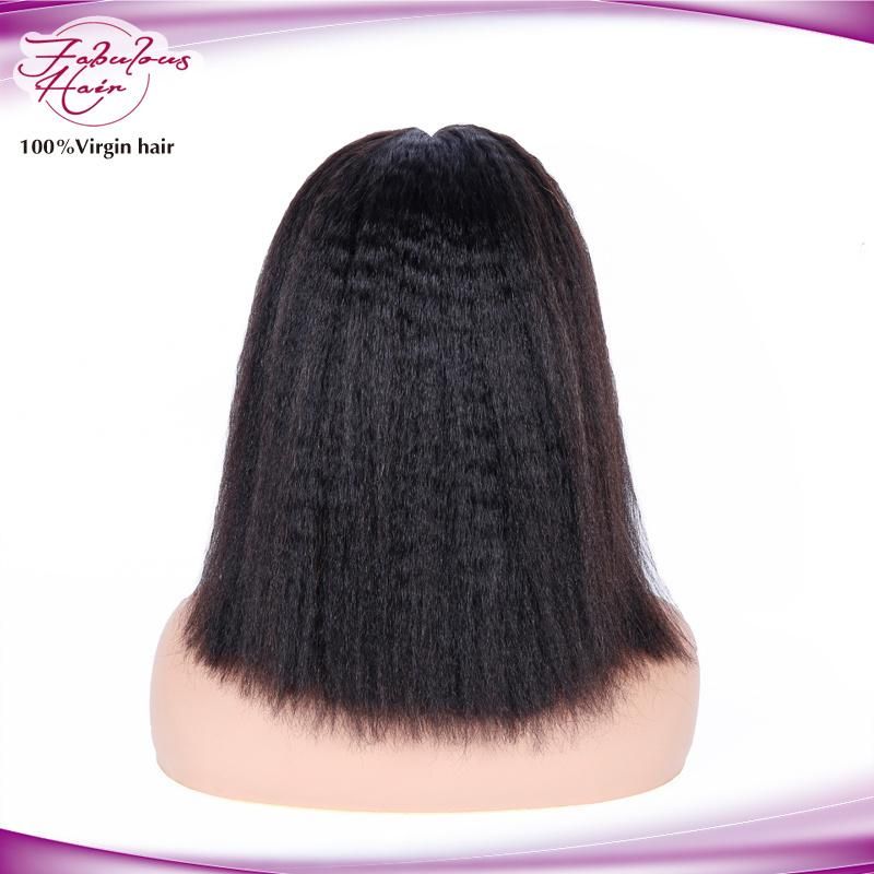 Brazilian Remy Human Hair Natural Kinky Straight Lace Bob Wigs