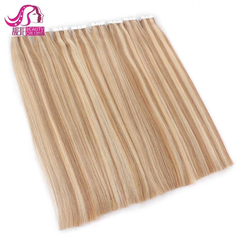 Wholesale Brazilian Remy Tape Hair Extensions Blonde Hair Straight Skin Weft Invisible Double Drawn Tape Hair Extension