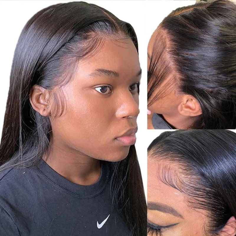 Black Straight Wig 150% Lace Front Human Hair Wigs for Women Brazilian Remy Hair Pre Plucked Lace Wig with Baby Hair 26 Inch