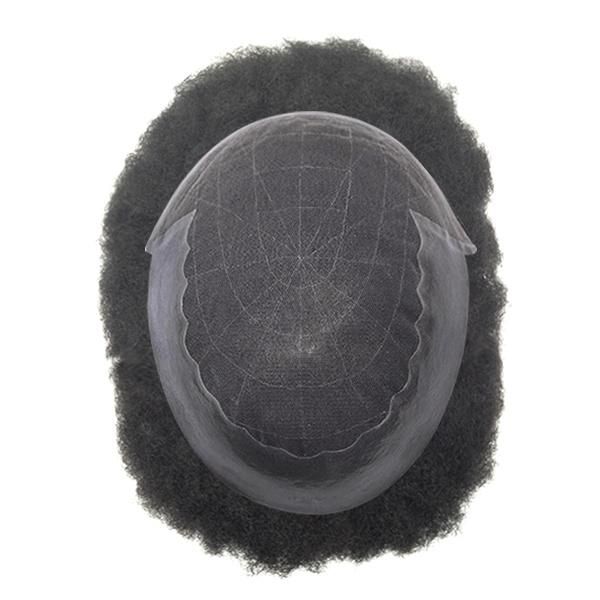 French Lace with PU Sides Stock Afro Curly Hair System for Black Men