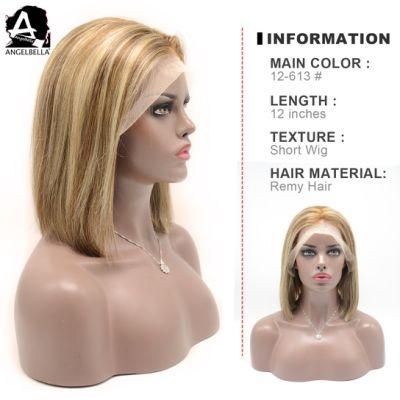 Angelbella Wholesale Price Top Quality Highlight 4# 27# Wigs Raw Indian Remy Human Hair Frontal Wigs