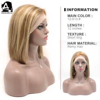 Angelbella Wholesale Price Top Quality Highlight 4# 27# Wigs Raw Indian Remy Human Hair Frontal Wigs