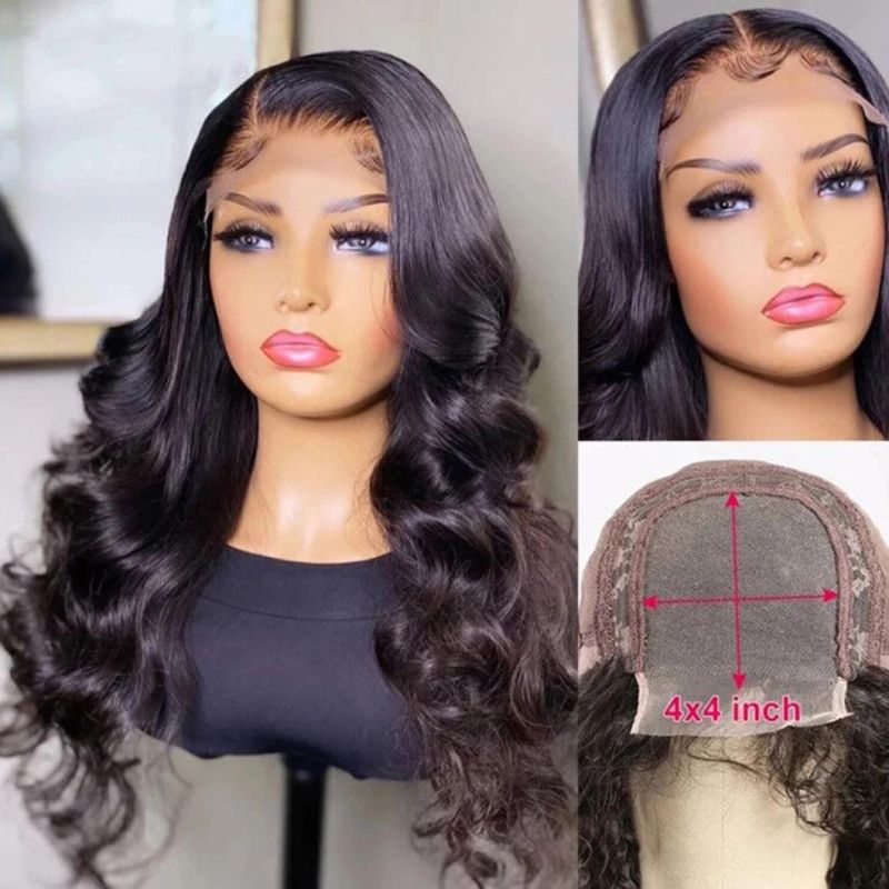 Loose Wave Lace Front 4X4 Wigs with Closure Brazilian Remy Hair Pre Plucked Loose Wave Hair Wig 30 Inch 13X4 Lace Front Human Hair Wig 26 Inch