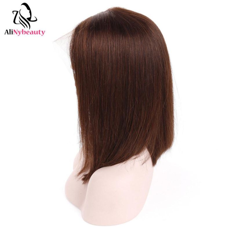 Color #4 Quality Human Hair Bob Wig Lace Front Wig