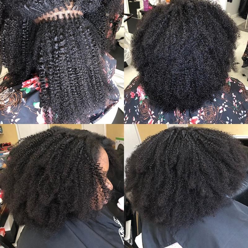 24inch 3PCS/Lot of Afro Kinky Curly Human Hair 4b 4c I Tip Microlinks Brazilian Virgin Hair Extensions Hair Bulk Natural Black Color for Women