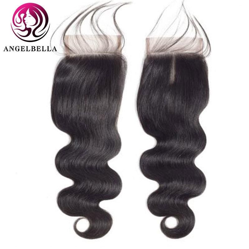 Angelbella Indian Virgin Hair Closures 1b# Body Wave Lace Closures