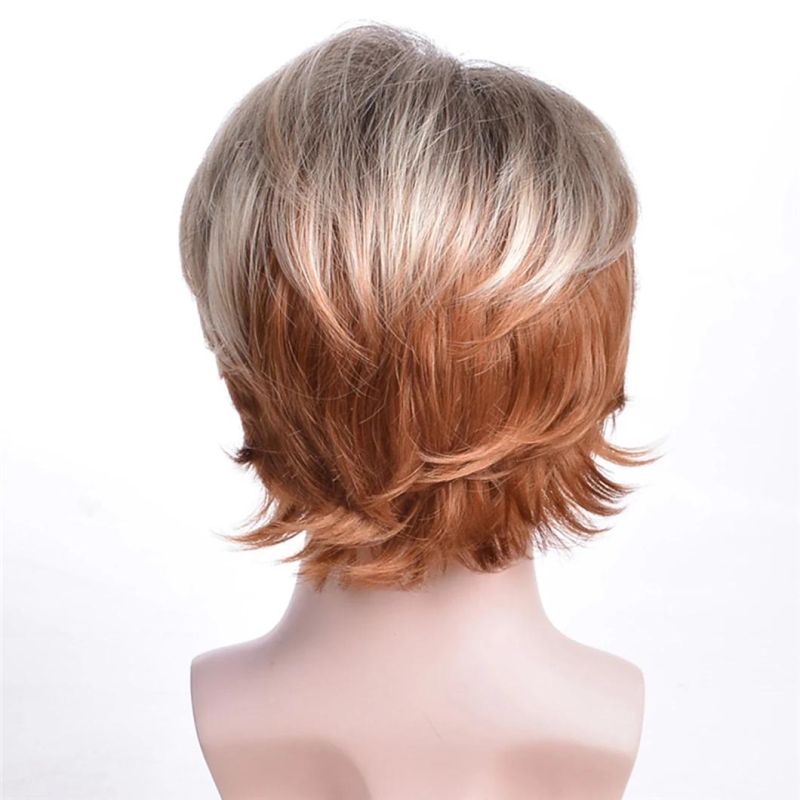 Toupee Ombre Men Short Human Hair Wigs Men Prime Daily Wig Male Natural Curly Hair Breathable Men Short Hair Wigs Men Daily Lace Front Wig