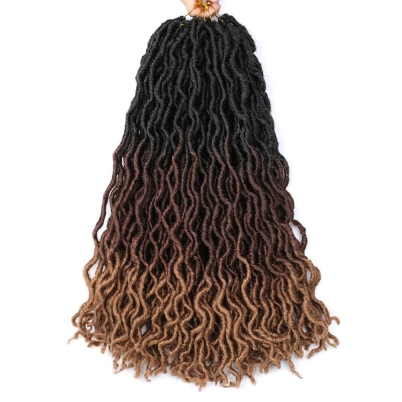 18" 24 Strands/Pack Synthetic Ombre Gypsy Locs Crochet Twist Braided Hair Goddess Locs Hair Extension