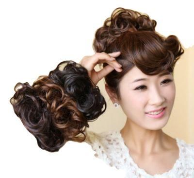 New Style Synthetic Hair Hairband Black Scrunchie Hair Bun Chignon High Temperature Fiber Hair Donut Roller Headband Curly Hair