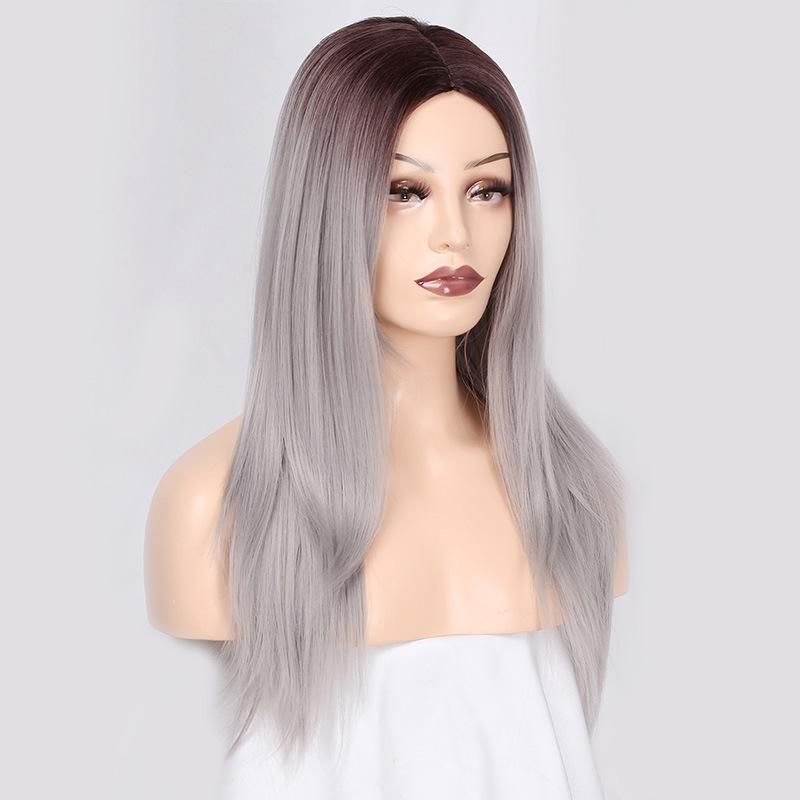 Cheapest Price Synthetic Wigs for Black Women Good Quality Cosplay Long Straight Ombre Grey