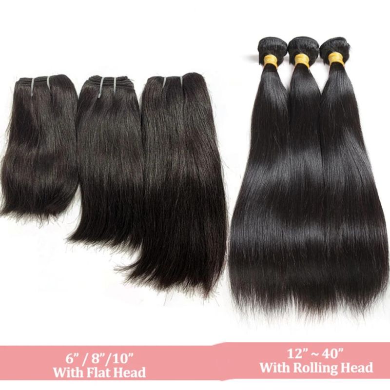 Straight Raw Virgin Human Hair Bundle Unproccessed Human Remy Hair Weave for Women Natural Color Double Weft