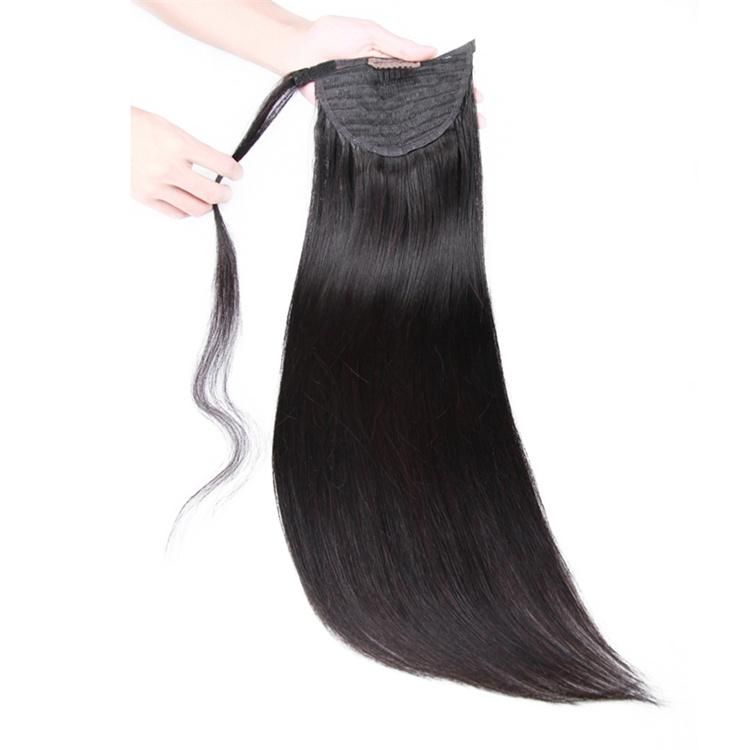 Kbeth 10A Grade Human Hair Ponytail Extensions Straight Brazilian Virgin Hair Wrap Around Ponytails 2021 Fashion Sexy Lady Extension Ready to Ship