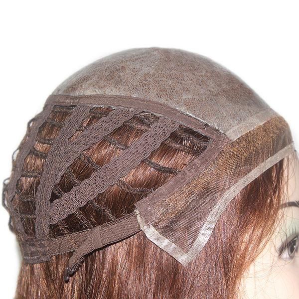 Machine Made Weft with Injected Skin Top Mono Lace Front Female Toupee