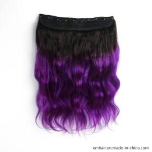 100% Natural Brazilian Human Hair Popular Tangle Free 1b/Violet Body Wave Clip in Hair Extension