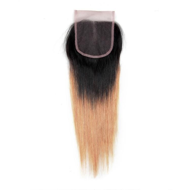 Wholesale 4X4 Lace Frontal Closure Silky Straight Human Hair #1b/27