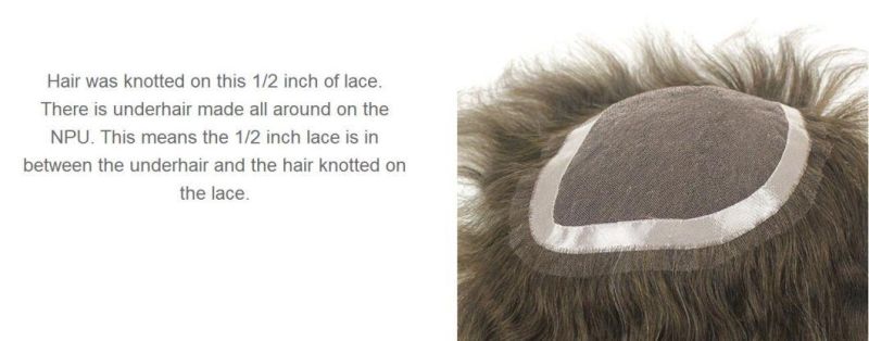 Custom Made Men Toupee French Lace Poly Around - Men′s Wigs Toupee