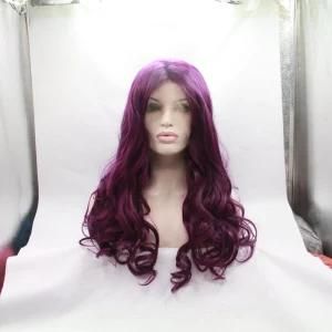 Wholesale Synthetic Hair Dark Purple Wavy Lace Front Wig (RLS-041)