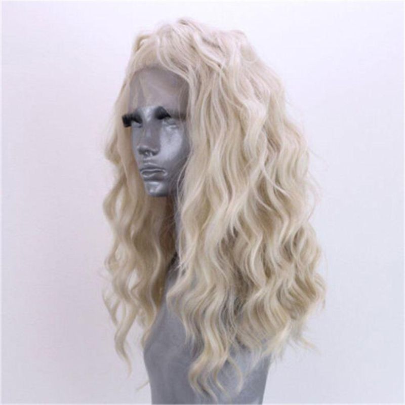 Water Wave Wigs Lace Front 13X2 Synthetic Wig for Women Blonde Natural Heat Resistant Breathable Long Hair 24 Inches