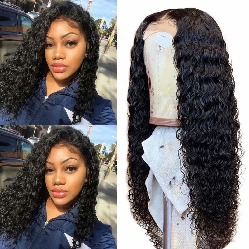 Synthetic Hair Wig Lace Front Wigs for Black Women 180% Density Deep Wave Lace Front Wig with Baby Hair Pre Plucked Bleached Knots