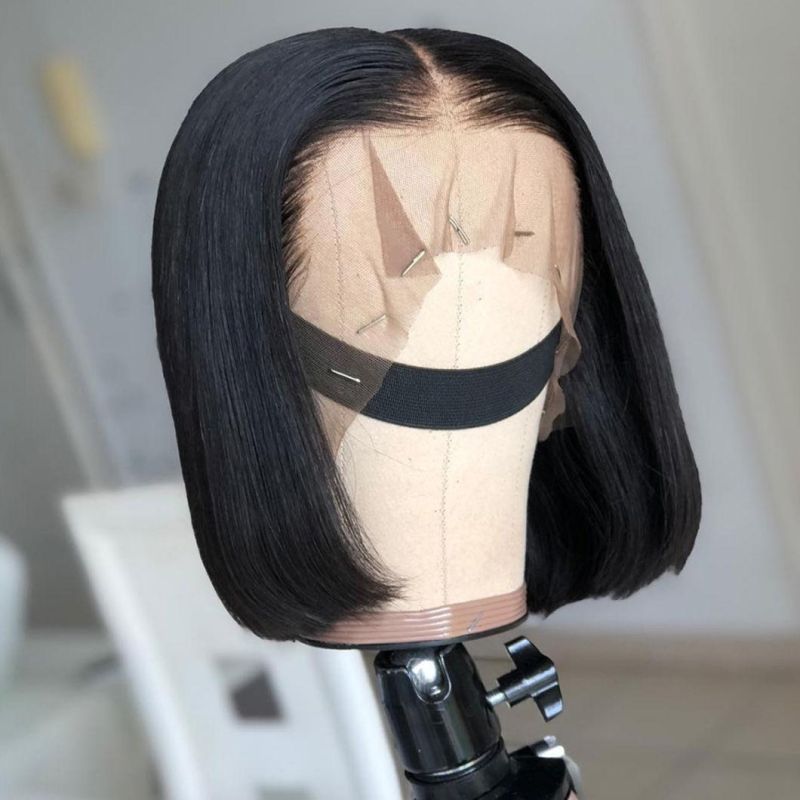 High Quality Straight Bob Natural Brazilian Hair Human Hair Wig Pre Plucked with Baby Hair Brazilian Human Hair Frontal Remy Closure Wigs for Black Women
