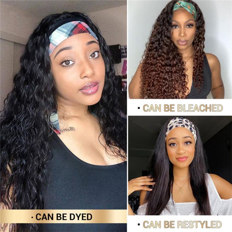 Kbeth Headband Human Hair Wig Deep Wave 100% Virgin Brazilian Hair Wigs, 180% Density Machine Made Wigs for Black Women Wholesale