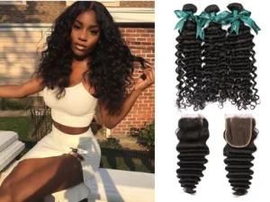 10A Indian Deep Wave 100% Human Hair Weft Natural Black Wholesale