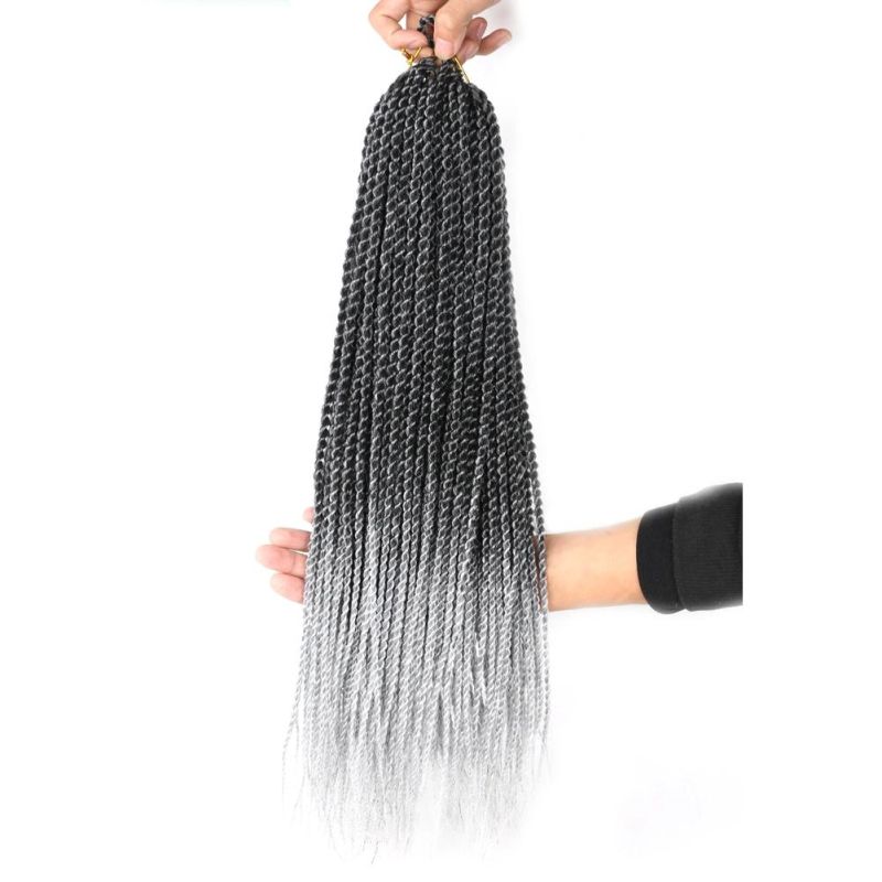 Synthetic Hair Extension Ombre Blue Low Temperature Fiber Senegalese Twist Crochet Braiding