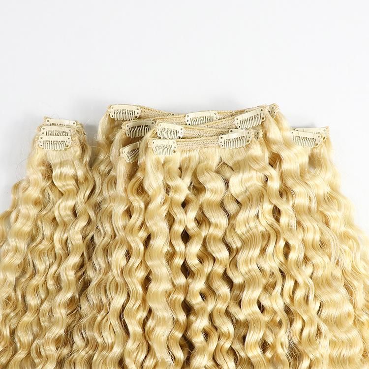 10PCS/Set Afro Kinky 6mm Curly Remy Brazilian Virgin Hair Clip in Hair Extensions #613