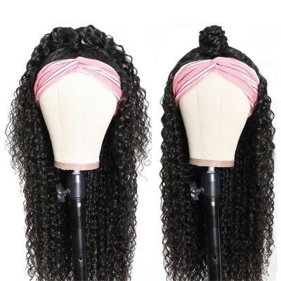 Wholesale Raw Indian Virgin Remy Human Cuticle Aligned Kinky Curly Hair None Lace Wigs for Black Women Glueless Headband Wig