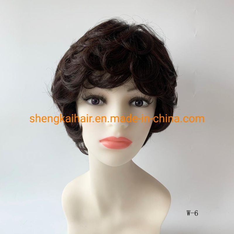 Wholesale Full Handtied Human Hair Synthetic Hair Mix China Women Hair Wig