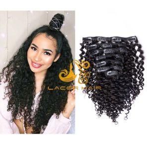 Jc1b off Black 3b3c Jerry Curly 8&quot;-26&quot; Remy Human Hair Clip in Hair Extension in Stock